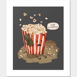 PopCorn - Dude Im Poppin | Cartoon Movie Snack | Cinema Theater Posters and Art